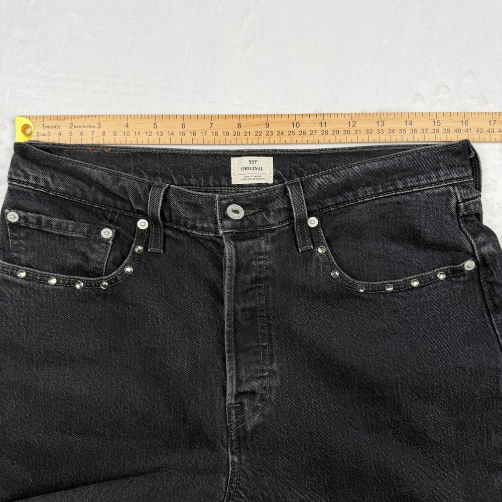 Levi's 501 Original Studded Jeans Black Y2K Alt Punk Grunge Straight Leg W31 L30 - Picture 8 of 9